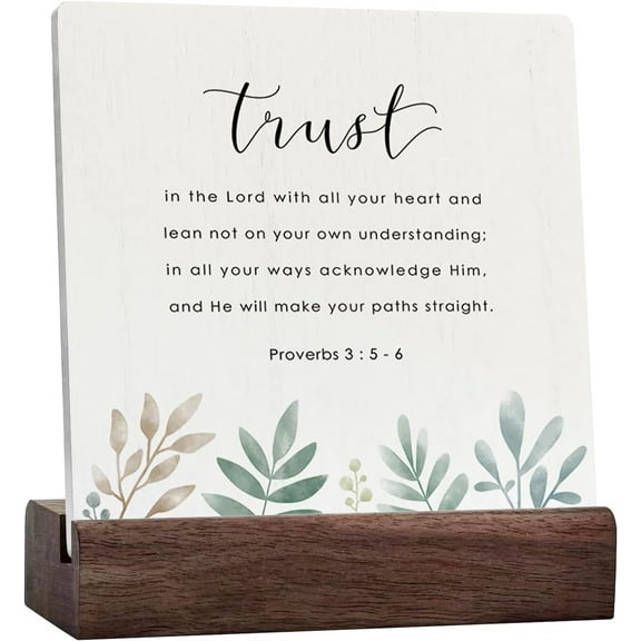 Ceramic Sign 4x4 Inch Religious Christian Decor Ceramic Signs Faith Scripture Ceramic Plaque Table Desk Decor Inspirational Rustic Bible Verse Desk Decor Wood Sign For Home Farmhouse Office Kitchen