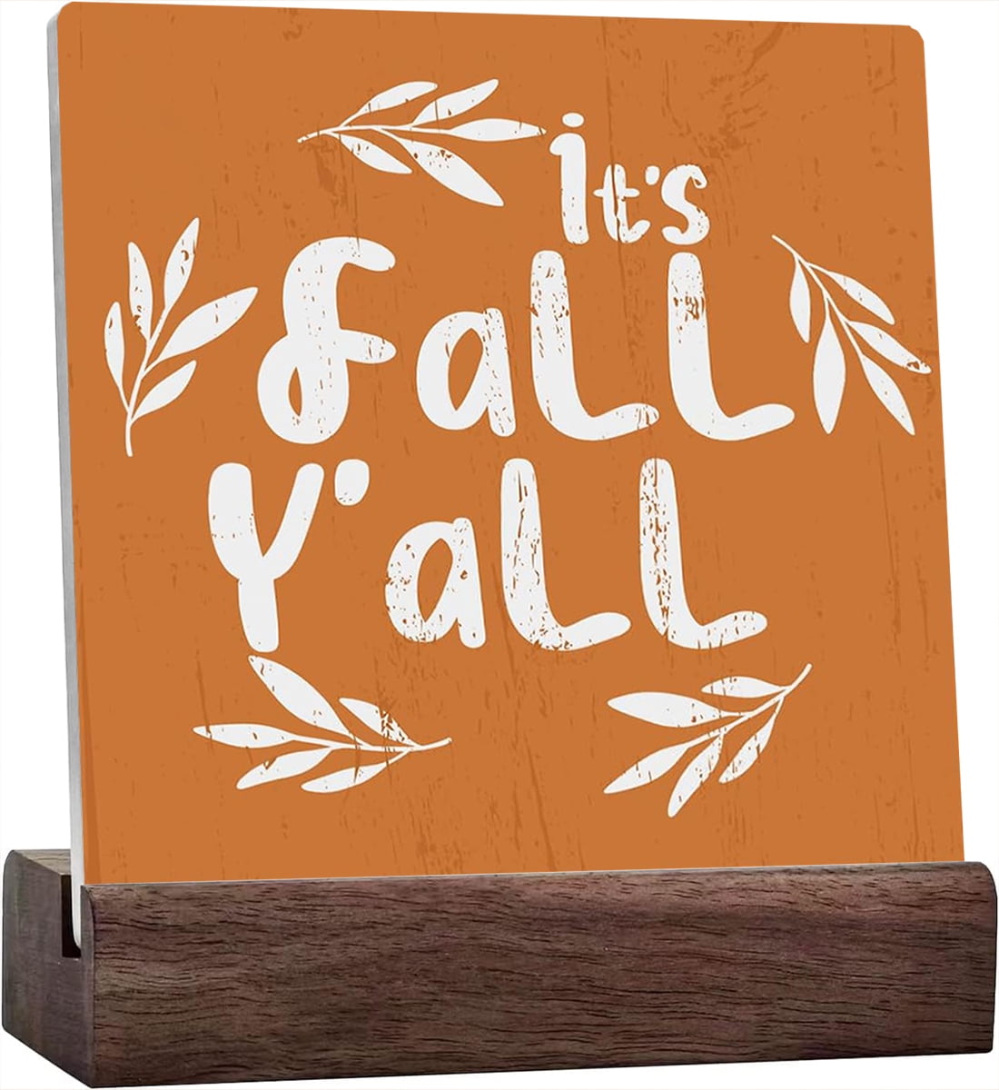 Ceramic Sign 4x4 Inch Rustic It'S Fall Y'All Ceramic Desk Sign ...