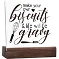 thumbnail image 1 of Ceramic Sign 4x4 Inch Rustic Make Your Own Biscuits Kitchen Sign Decor Funny Kitchen Ceramic Signs Farmhouse Kitchen Plaque Table Desk Decor For Home Kitchen Shelf Counter Desk Table Decor, 1 of 7
