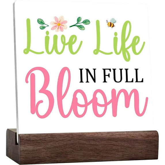 Ceramic Sign 4x4 Inch Spring Live Life In Full Bloom Spring Ceramic ...