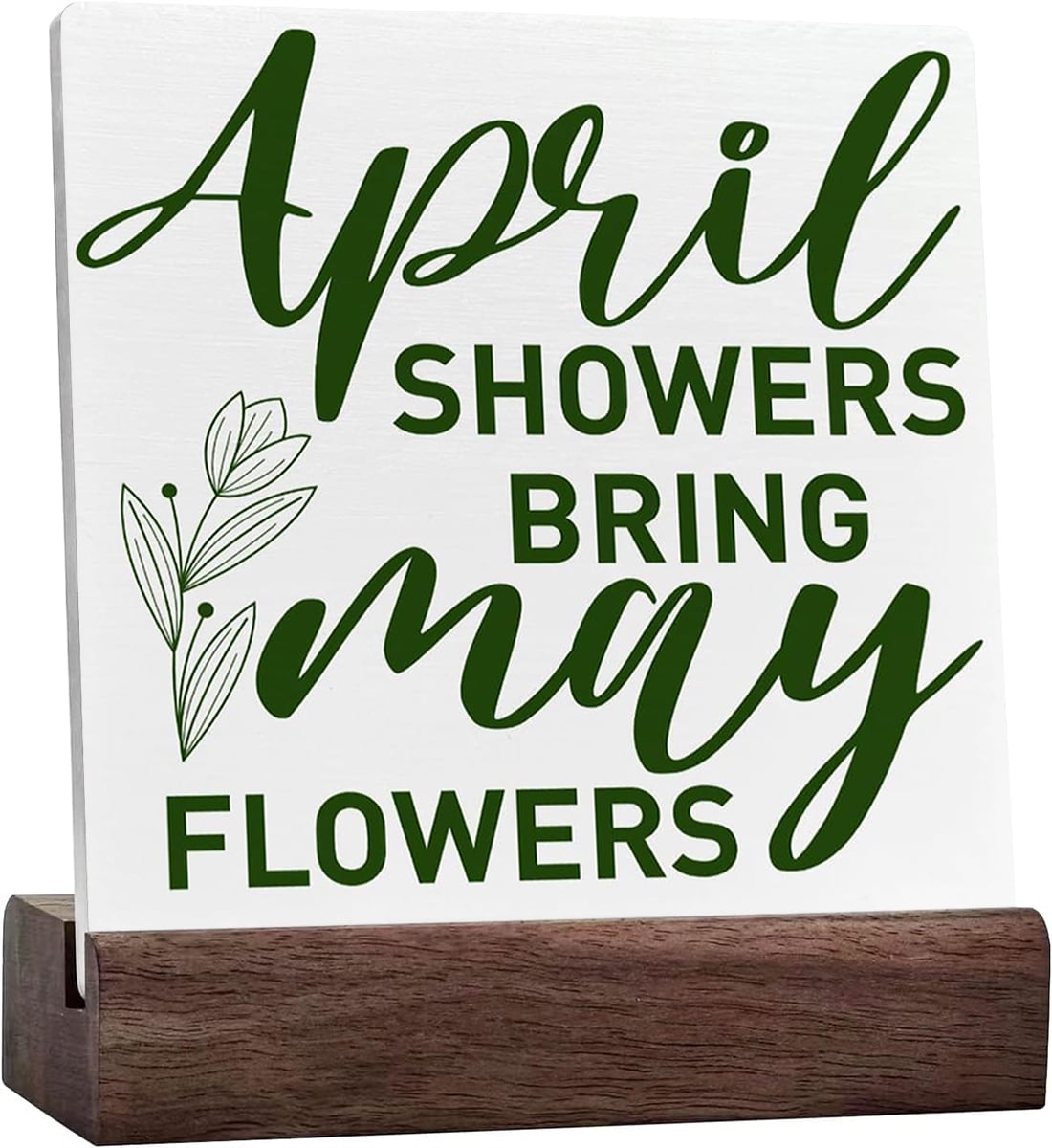 Ceramic Sign 4x4 Inch Spring Plaque Sign with Wood Stand Spring Table ...