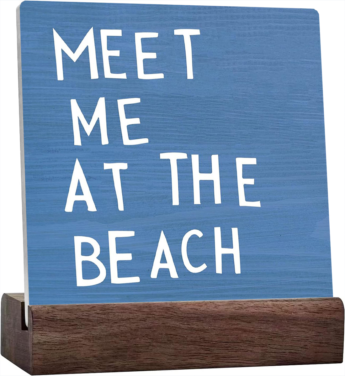 Ceramic Sign 4x4 Inch Summer Beach Plaque Sign with Wood Stand Meet Me ...