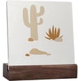thumbnail image 1 of Ceramic Sign 4x4 Inch Western Country Cactus Desert Landscape Beige Preppy Ceramic Sign Desk Decor Preppy Plaque Sign with Wood Stand For Western Home Girl Room College Dorm Shelf Desk Decoration, 1 of 7