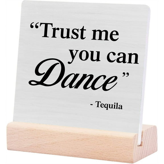 Ceramic Sign 4x4Inch Country Trust Me Tequila Desk Sign Decor Humor Bar Plaque Sign with Wooden Stand Rustic Home Wedding Kitchen Decoration Tequila Lover Gift Gift For Women Men