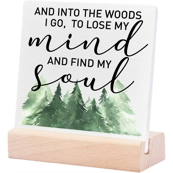 Ceramic Sign 4x4Inch Farmhouse Camping Plaque Sign with Wood Stand Lose My Mind And Find My Soul Inspirational Camper Decor For Travel Trailers Camping Decorations For Rv Birthday Retirement
