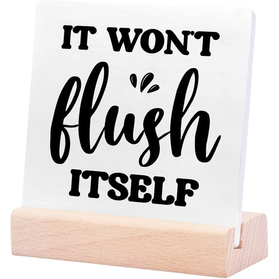 Ceramic Sign 4x4Inch It Won'T Flush Itself Funny Bathroom Ceramic Plaque Table Decor Desk Sign Rustic Ceramic Plaque Table Decorations For Home Office Restroom Toilet Shelf Table Decorations