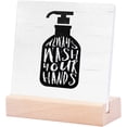 thumbnail image 1 of Ceramic Sign 4x4Inch Funny Bathroom Plaque Sign with Wood Stand Always Wash Your Hands Sign Bathroom Shelf Decor Sign Toilet Counter Decor Restroom Home Decorations Gift For Women Men, 1 of 7