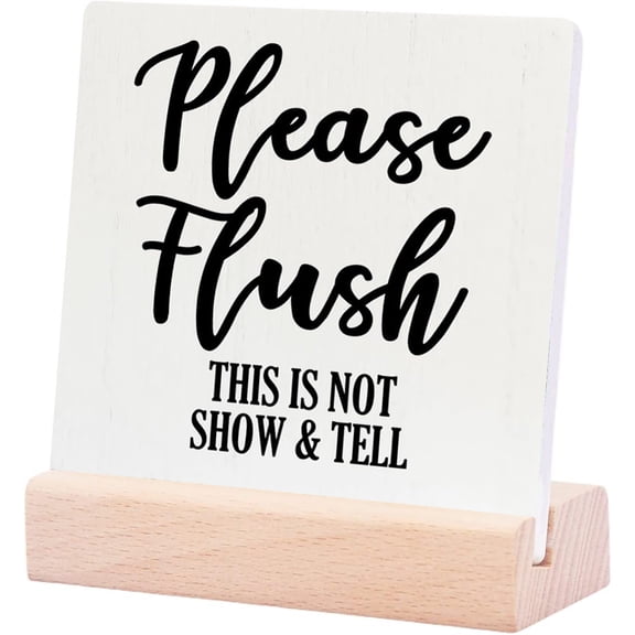 Ceramic Sign 4x4Inch Funny Novelty Bathroom Decor Farmhouse Home Office Decor Bathroom Signs Half Bathroom Decor Restroom Accessories Toilet Sign Guest Bathroom Decor Wood Plaque For Desk Shelf