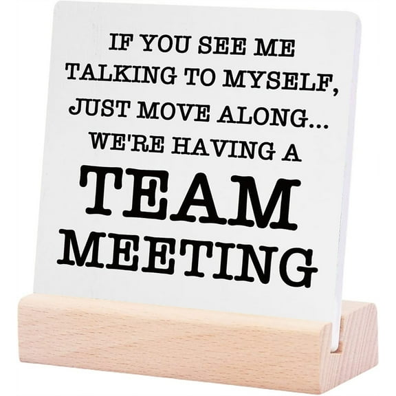 Ceramic Sign 4x4Inch Funny Office Gifts For Coworkers Team Plaque Sign with Wood Stand Home Office Desk Decor Appreciation Boss Day Coworker Gifts For Colleague Boss Shelf Cubicle Table Decor