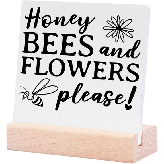 Ceramic Sign 4x4Inch Inspirational Bee Decor Bee Gifts Desk Decor For Tiered Tray Rustic Country Wooden Square Sign Decor Summer Decorations For Home Nursery Farmhouse Kitchen Gift For Women Men