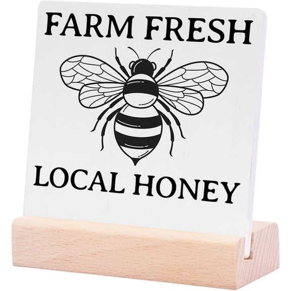 Ceramic Sign 4x4Inch Inspirational Bee Decor Bee Gifts Desk Decor For Tiered Tray Rustic Country Wooden Square Sign Decor Summer Decorations For Home Nursery Farmhouse Coffee Shop Gift For Women Men