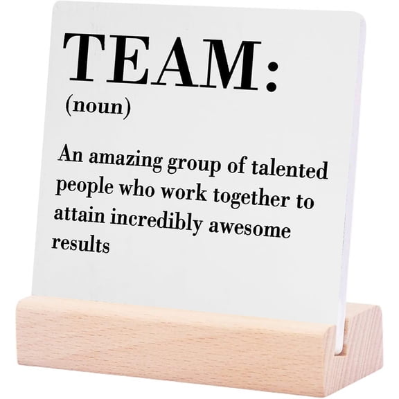 Ceramic Sign 4x4Inch Inspirational Team Noun Office Decor Desk Decor White Ceramic Plaque Table Desk Decor For Home Office Desk Shelf Table Decoration Coworker Gift Team Definition Teamwork Sign