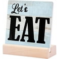 thumbnail image 1 of Ceramic Sign 4x4Inch Kitchen Decor Let'S Eat Sign Plaque Sign with Wood Stand Farmhouse Restaurant Kitchen Dining Room Shelf Table Desk Decor Wooden Plaque For Tables Bedrooms Office Decorations, 1 of 7