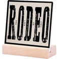 thumbnail image 1 of Ceramic Sign 4x4Inch Oflich Western Desk Decor Western Rodeo Plaque Sign with Wood Stand For Country Home College Dorm Shelf Table Decor Western Room Decor Western Decor For Home, 1 of 7