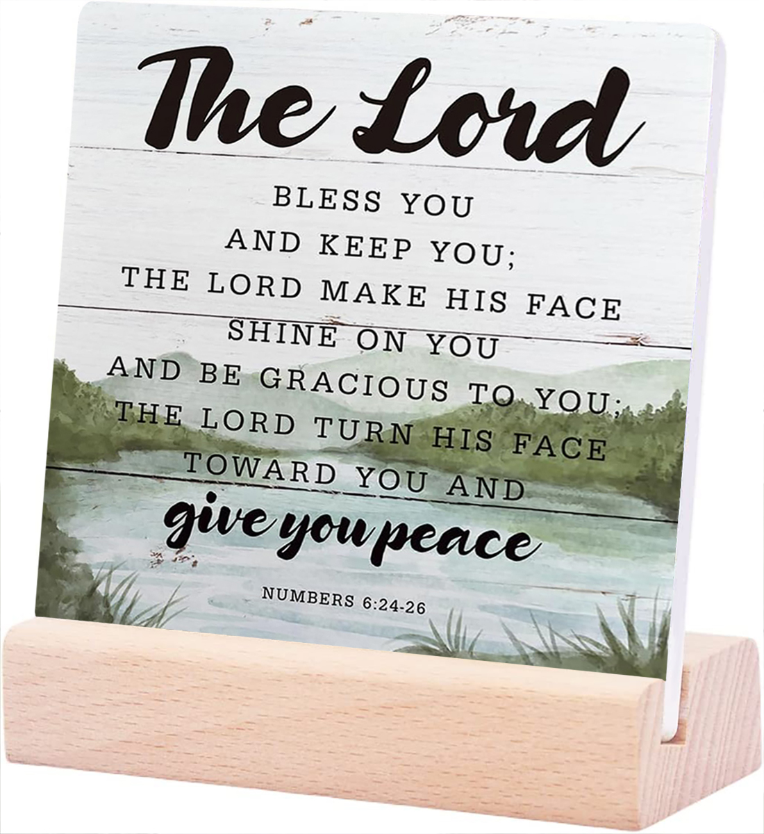 Ceramic Sign 4x4Inch Plaque Sign with Wood Stand Tabletop Decor Wooden ...