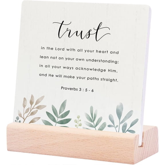Ceramic Sign 4x4Inch Religious Christian Decor Ceramic Signs Faith Scripture Ceramic Plaque Table Desk Decor Inspirational Rustic Bible Verse Desk Decor Wood Sign For Home Farmhouse Office Kitchen