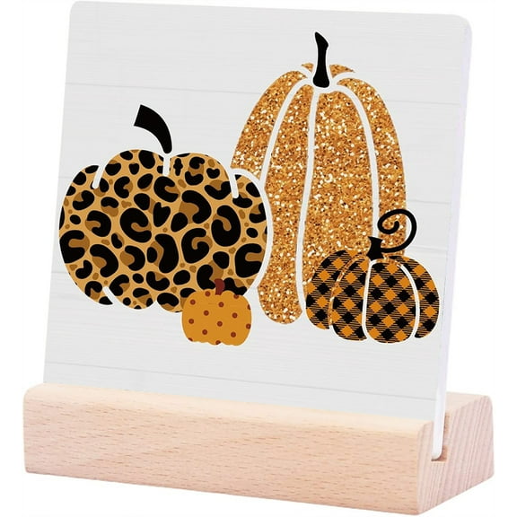 Ceramic Sign 4x4Inch Rustic Fall Pumpkin Ceramic Desk Sign Farmhouse Retro Fall Artwork Decor Autumn Harvest Thanksgiving Ceramic Plaque Table Decor Home Shelf Office Decoration Gift For Women Men