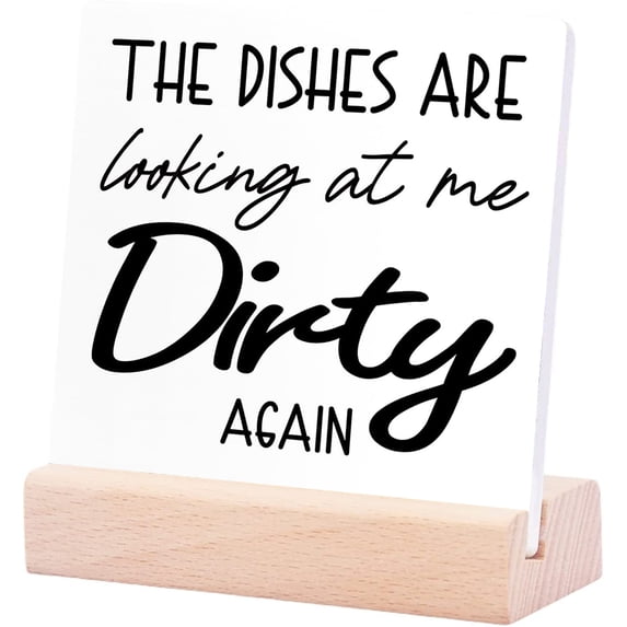 Ceramic Sign 4x4Inch Rustic Kitchen Sign Decor The Dishes Are Looking At Me Dirty Again Ceramic Desk Sign Plaque Farmhouse Kitchen Ceramic Sign Decor For Kitchen Shelf Counter Desk Table Decor
