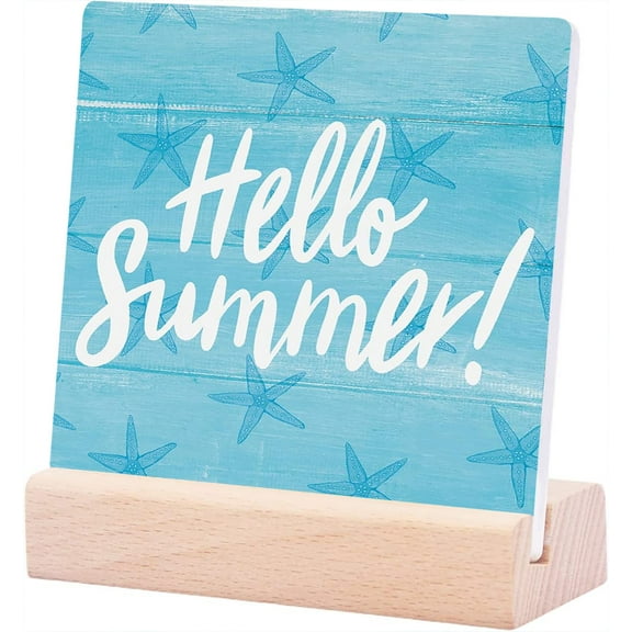 Ceramic Sign 4x4Inch Starfish Decor Summer Decor Summer Room Decor Farmhouse Home Decor Bathroom Shelf Decor Summer Ceramic Sign For Tabletop Desk Table Decor Beach Bathroom Decor Countertop Decor