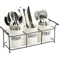 thumbnail image 1 of Ceramic Silverware Caddy with Black Metal Rack, Utensil Holder Flatware Caddy Cutlery Storage Organizer for Kitchen Table, Cabinet or Pantry, 1 of 6