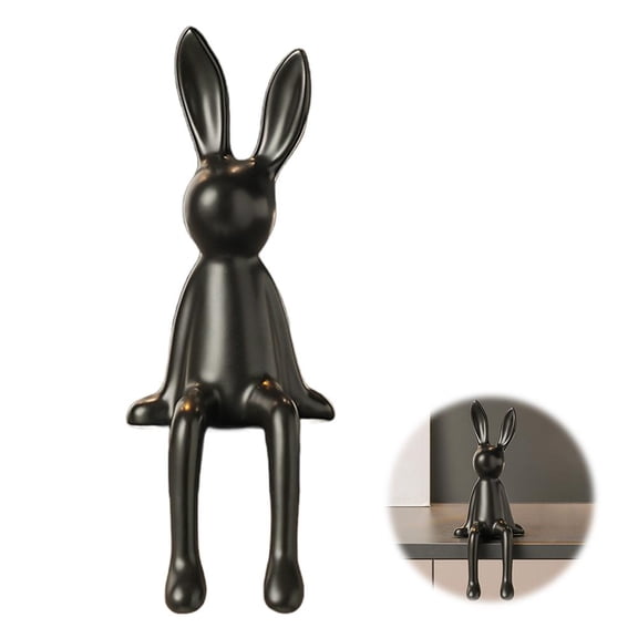 Ceramic Sitting Bunny Figurine For Shelf Modern Rabbit Statue with Dangling For Mantel and End Anim Legs Bookshelf,High