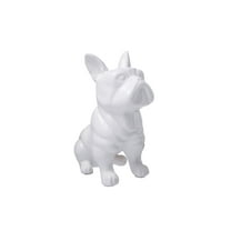 Ceramic Sitting French Bulldog Figurine with Pricked Ears, Glossy White- Saltoro Sherpi