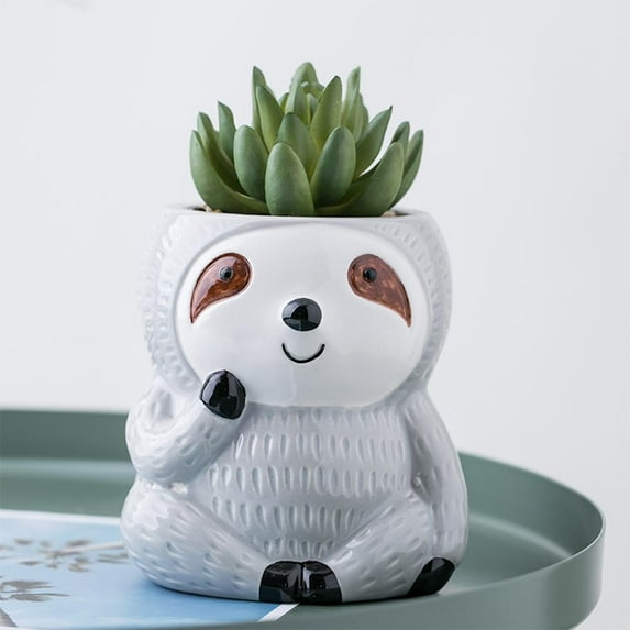 Ceramic Sitting Sloth Planter Pot
