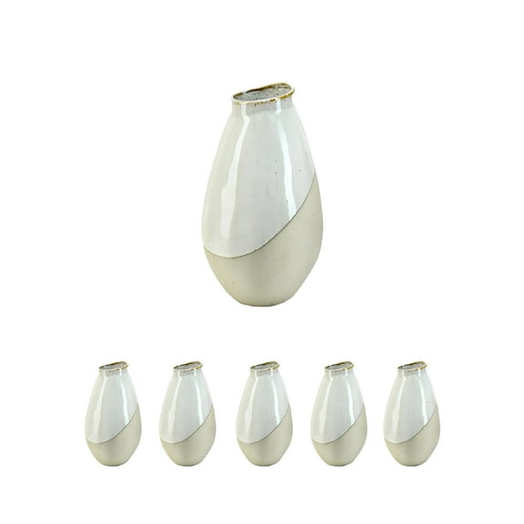 Ceramic Slim Asymmetrical Vase with Half-Matte and Half-Glossy Finish, Contemporary, Modern, Minimalist