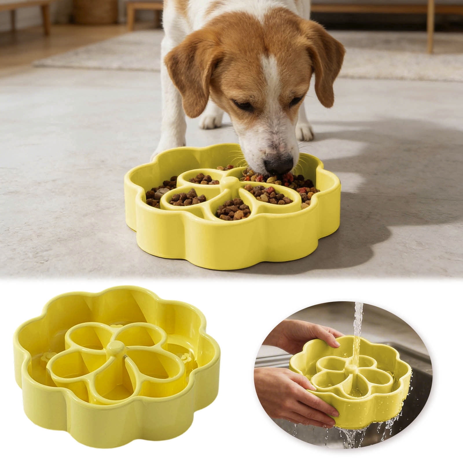 Ceramic Slow Feeder Bowl for Medium and Large Dogs Multifunctional Pet Dish for Food and Water Easy Clean Design