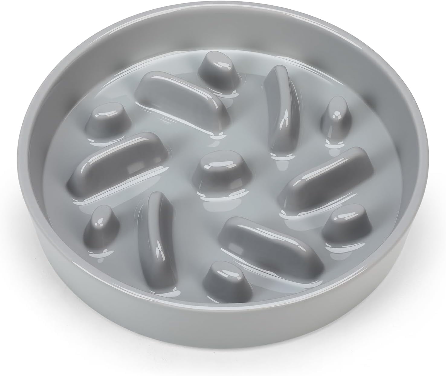 Ceramic Slow Feeder Dog Bowl, 1.5 Cups Dog Food Bowls for Small, Medium, and Large Breed, Anti-Slip Puzzle Food Dish to Slow Down Eating (Grey, 1.5 Cups)