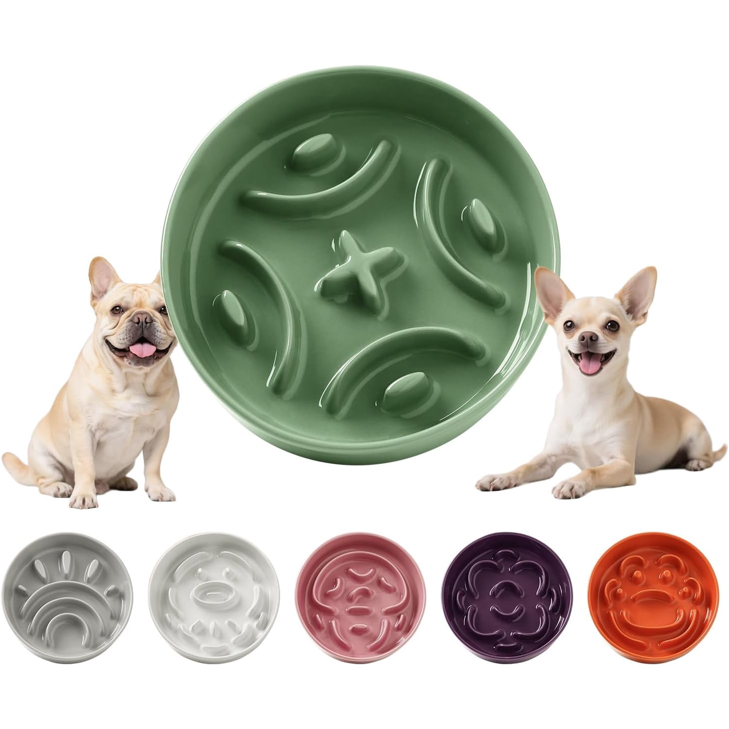 Ceramic Slow Feeder Dog Bowl - Feeding Dish for Fast Eaters - Maze Dog ...
