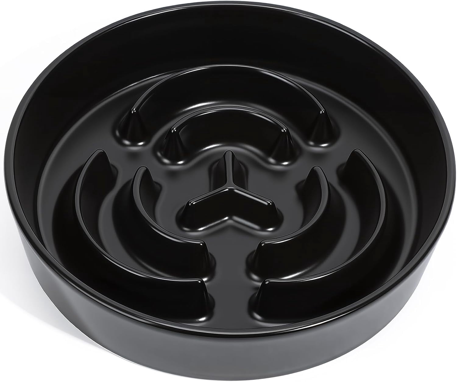 Ceramic Slow Feeder Dog Bowls,2.0 Cups Slow Feeder for Medium Breed,Puzzle Dog Food Bowl to Slow Down Eating, Anti-Gulping, Stop Bloat,Preventing Choking,8in,Black