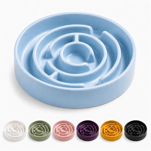 Ceramic Slow Feeder Dog Bowls with Anti-Slip, Slow Feeder & Non-Slip Design, Boredom and Anxiety Reducer, Suitable for All Breed Dogs and Cat
