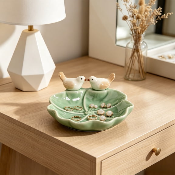 Ceramic Snack Plates, Exquisite Tea Dessert Fruit Plates, Living Room Home Storage Plates Food Plating Bird Cute Pastrys Plates