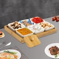 thumbnail image 1 of Ceramic Snack Serving Tray 6 Piece with Tray Serving Platter with Bamboo Lids, 1 of 17