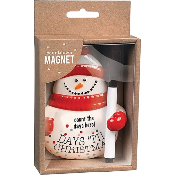 Ceramic Snowman Christmas Countdown Magnet Plaque With Black Marker (4.5" X 3.4")