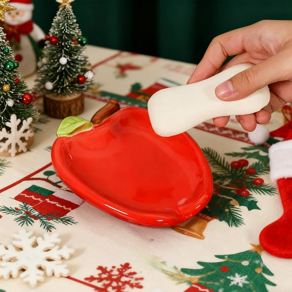 Ceramic Soap B Ox 1Pcs Red Ceramic Soap Dish with Drain Holes Bathroom Sink Countertop Storage Soap Holder Box NCHKUN