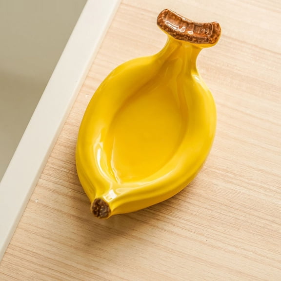 Ceramic Soap Dish -Ceramic Decorative Bowl - Entrance Table Key Tray - Banana-Shaped Fruit Bowl - Home Decoration Bedside Table Ring Jewelry Tray for Coffee Table, Living Room, Wedding Centerpiece Dec