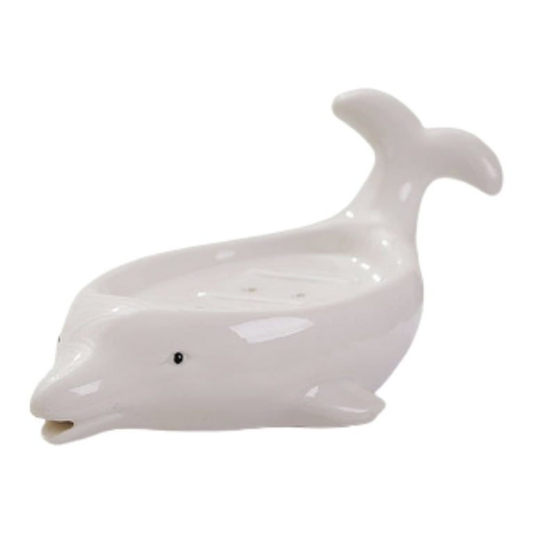 Ceramic Soap Dish , Duck Dolphins Dinosaur Soap Holder , Self Draining Soap Dishes Saver , Soap Container Holder Dish for Shower Bar Soap Holder for