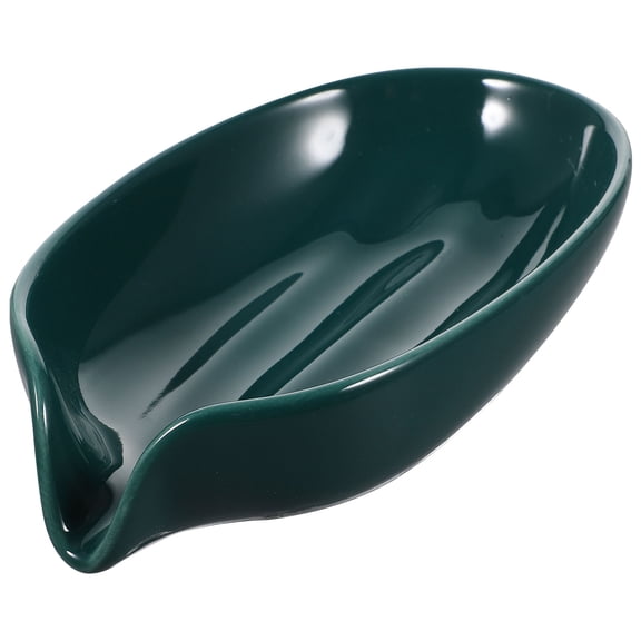 Ceramic Soap Dish Holder for Draining Drying Storage Laundry Bar Tray Leaf-shaped