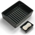 thumbnail image 1 of FacoFaco Black Ceramic Soap Dish with Higher Draining Ridges, 1 of 8