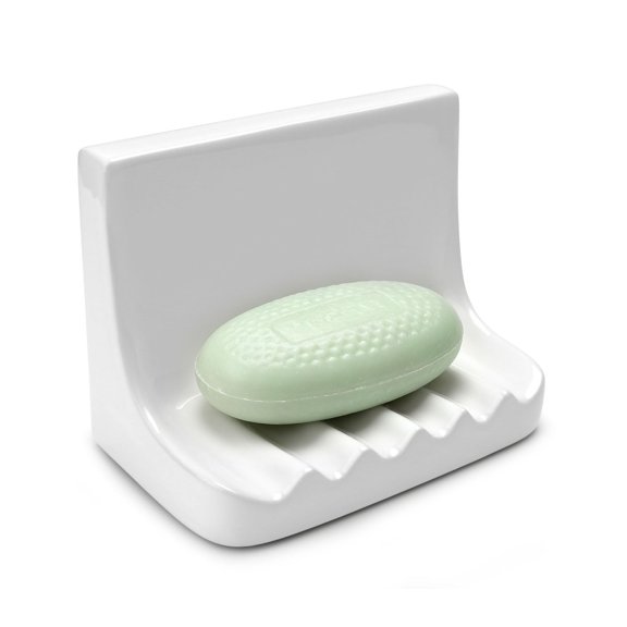 Ceramic Soap Dish for Bathrooms and Showers White