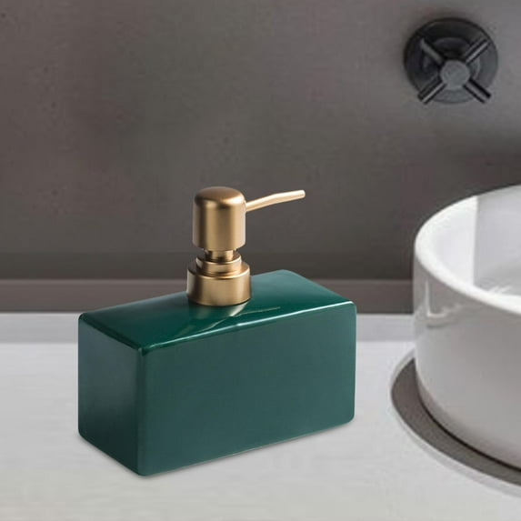 Ceramic Soap Dispenser Bottle Decorative Refillable Shower Bottle for Bathroom Restaurant Restroom Countertop Hotel , Green