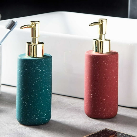 Ceramic Soap Dispenser Holiday Decor | Christmas Bathroom Kitchen Pump | Leak-Proof Festive Red Blue | Multipurpose for Hand Soap Shampoo | 1 Piece | 6.3x6.3x18.5cm