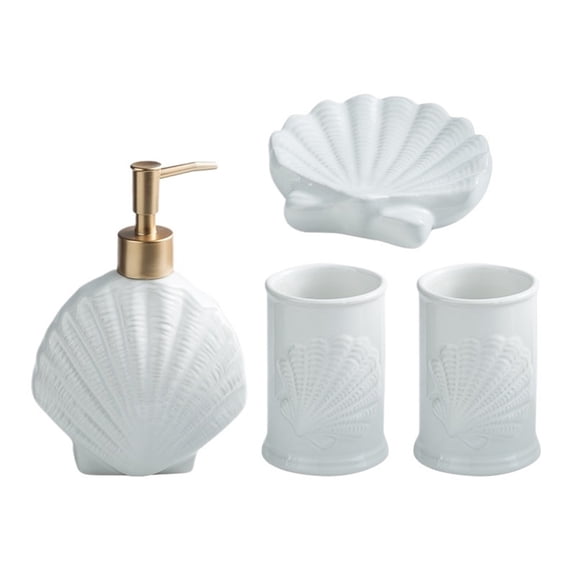 Ceramic Soap Dispenser Wash Set 4-piece Bathroom Toothbrush Holder Mouthwash Cups
