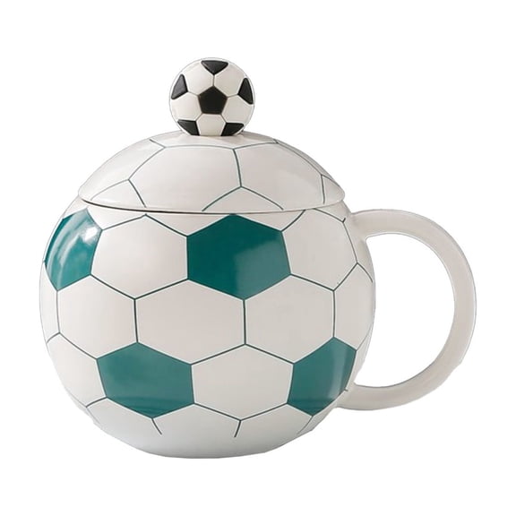 Ceramic Soccer Mug,Football Coffee Mugs for Hot Tea, Football Cup, Ceramic Coffee Mug with Lid