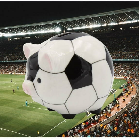 Ceramic Soccer Piggy Bank 4.5 Inch Home Decor Gift for Dad Son Game Room Decor