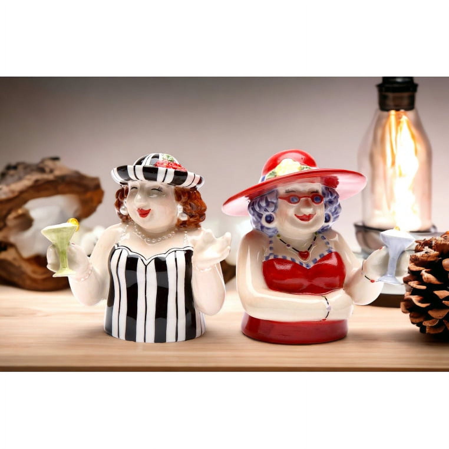 Ceramic Sophisticated Ladies Happy Hour Salt and Pepper Shakers