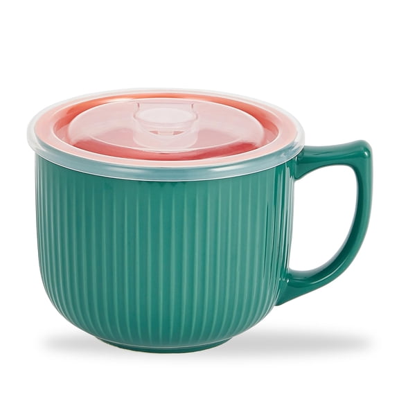 Ceramic Soup Bowl with Handle 32oz – Microwave Ramen Bowl with Lid, Soup Mugs & Cups for Cereal, Oatmeal, Ramen, Instant Noodle, Soup Container with Lid