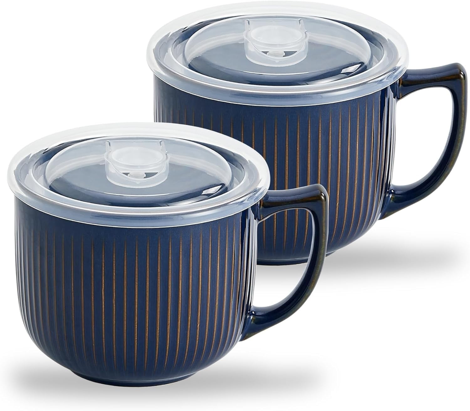 Ceramic Soup Bowls with Handle and Vented Lid, 32oz Large Wide Soup ...